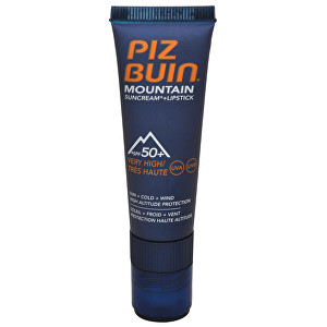 Piz Buin Sluneční krém SPF 50+ a ochranný balzám na rty SPF 30 2 v 1 (Mountain Combi "2 in 1" Sun Cream SPF 50+ a Lipstick) 20 ml + 2,3 ml