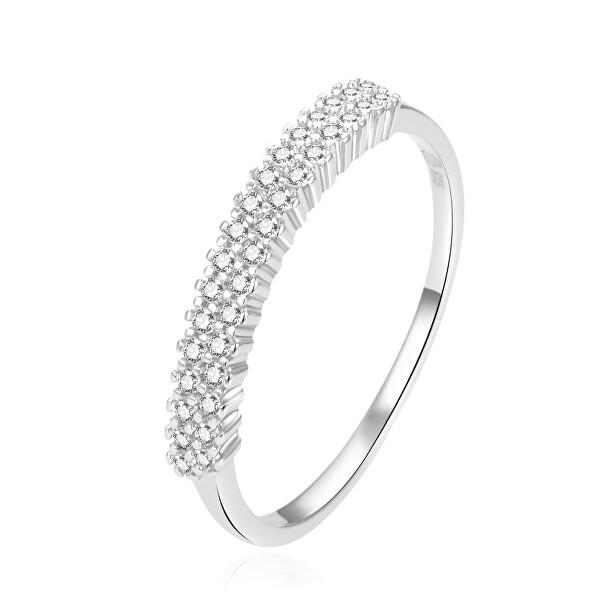 Beneto Krásný stříbrný prsten s čirými zirkony AGG408 52 mm