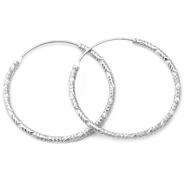 Beneto Luxusní kruhové stříbrné náušnice AGUC644/N 1,6 cm