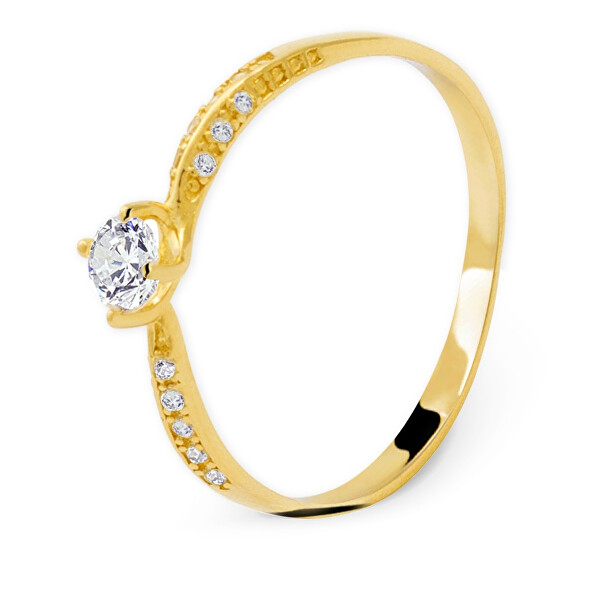 Beneto Exclusive Něžný prsten ze žlutého zlata se zirkony AUG0004-G 54 mm