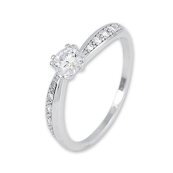 Brilio Třpytivý prsten z bílého zlata s krystaly 229 001 00830 07 49 mm