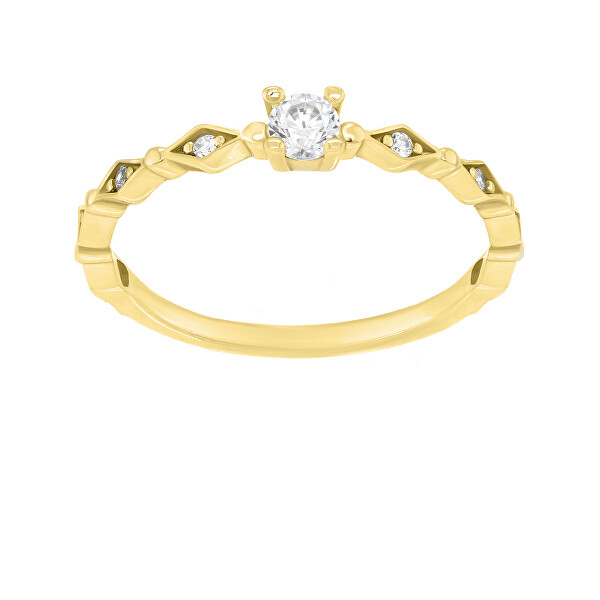 Brilio Silver Krásný pozlacený prsten se zirkony SR035Y 48 mm