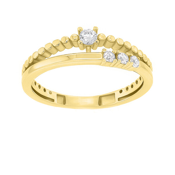Brilio Silver Něžný pozlacený prsten se zirkony GR045Y 52 mm