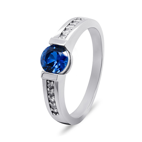 Brilio Silver Okouzlující stříbrný prsten s modrým zirkonem RI022W 54 mm