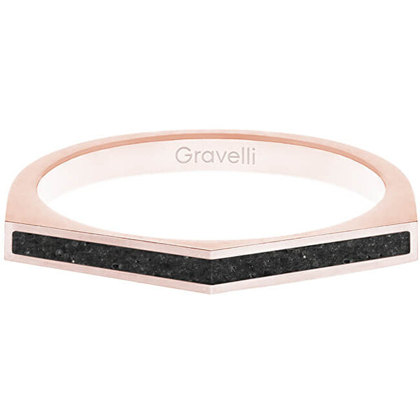 Gravelli Ocelový prsten s betonem Two Side bronzová/antracitová GJRWRGA122 50 mm