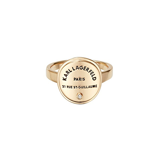 Karl Lagerfeld Stylový pozlacený prsten s výrazným logem 554530 52 mm