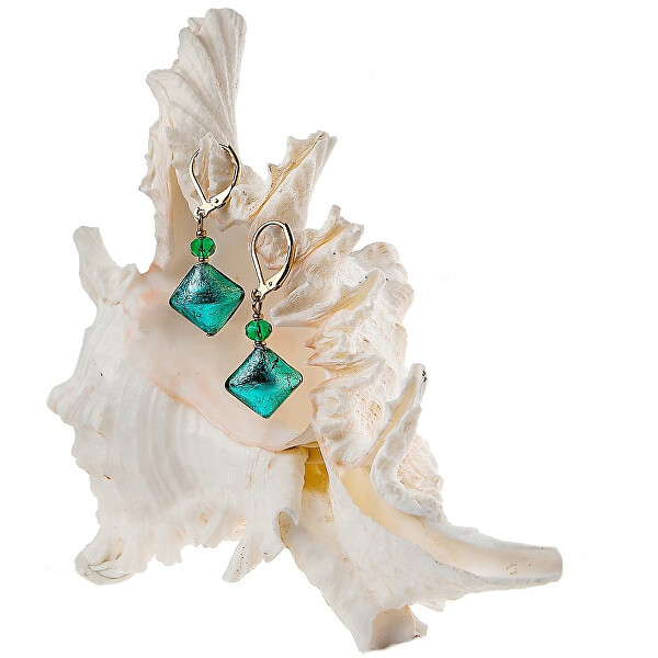 Lampglas Elegantní náušnice Emerald Princess s ryzím stříbrem v perlách Lampglas ERO1