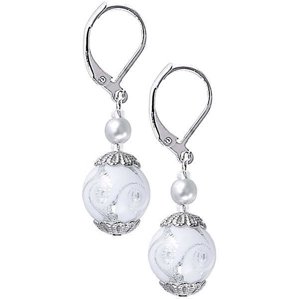 Lampglas Elegantní náušnice White Romance s ryzím stříbrem v perlách Lampglas EV1