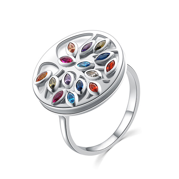 MOISS Originální stříbrný prsten s barevnými zirkony R00021 58 mm