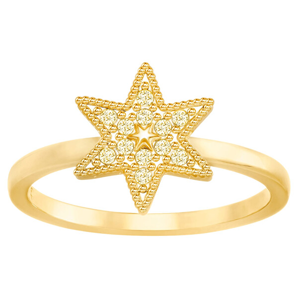 Swarovski Luxusní pozlacený prsten hvězda 5269948 55 mm