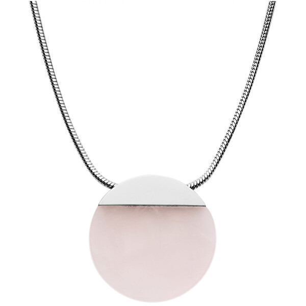 Skagen Ocelový náhrdelník s růžovým křemenem SKJ1183040