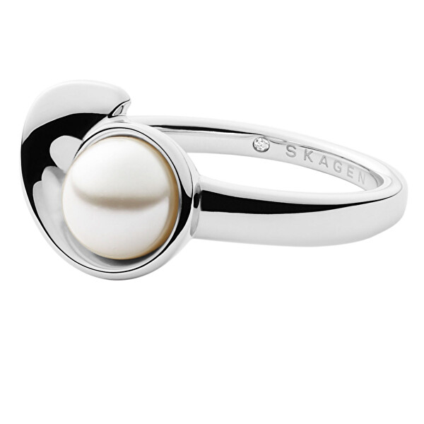 Skagen Půvabný ocelový prsten s perlou Agnethe SKJ1369040 50 mm