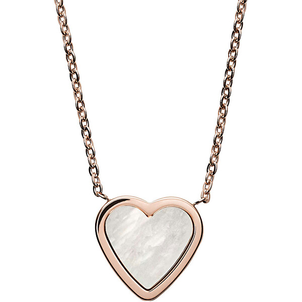 Skagen Růžově zlacený ocelový náhrdelník srdce SKJ1253791