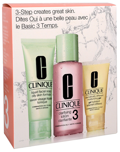 Clinique 3step Skin Care System3 Liquid Facial Soap Oily Skin 50 ml + Clarifying Lotion 3 100 ml + DDMGel 30 ml dárková sada