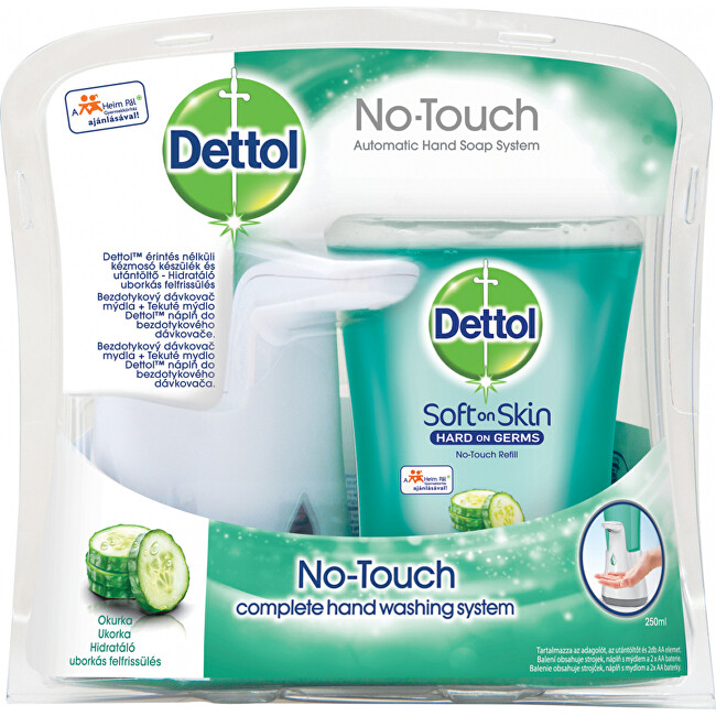 Dettol Bezdotykový dávkovač mýdla + tekuté mýdlo Okurka 250 ml