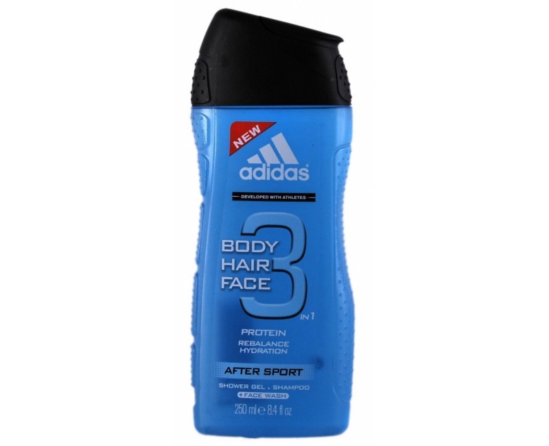 Adidas Sprchový gél a šampón pre mužov 3 v 1 Body Hair Face After Sport (Shower Gel & Shampoo) 400 ml