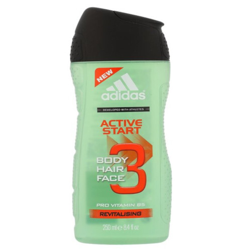 Adidas Sprchový gél a šampón pre mužov 3 v 1 Hair & BodyActive Štart (Shower Gel, Shampoo, Face Wash) 400 ml