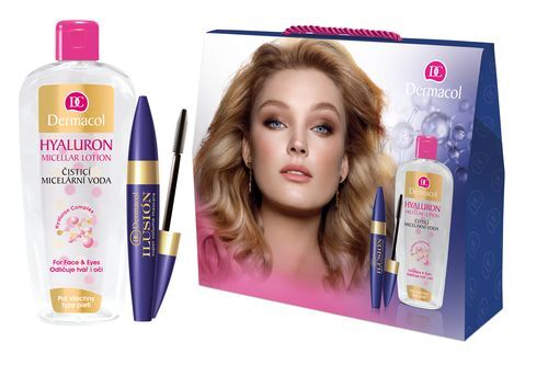Dermacol Hyaluron pro ženy čisticí micelární voda Hyaluron Micellar 400 ml + řasenka Ilusion 11 ml dárková sada