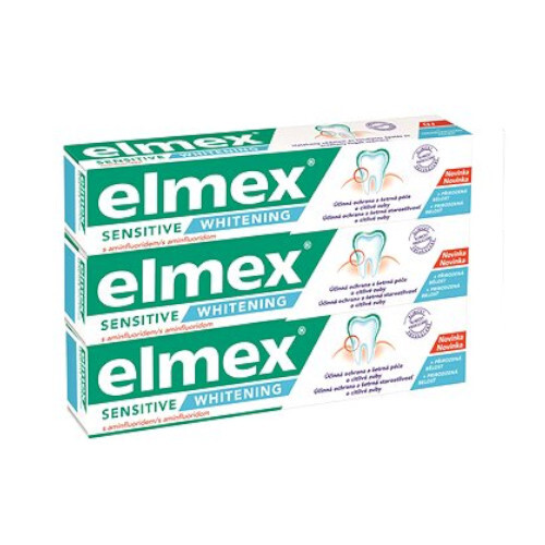 Elmex Bieliace zubná pasta pre citlivé zuby Sensitive Whitening Trio 3x 75 ml