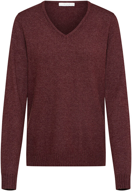 Vila Dámský svetr VIRIL L/S V-NECK KNIT TOP-FAV Winetasting S