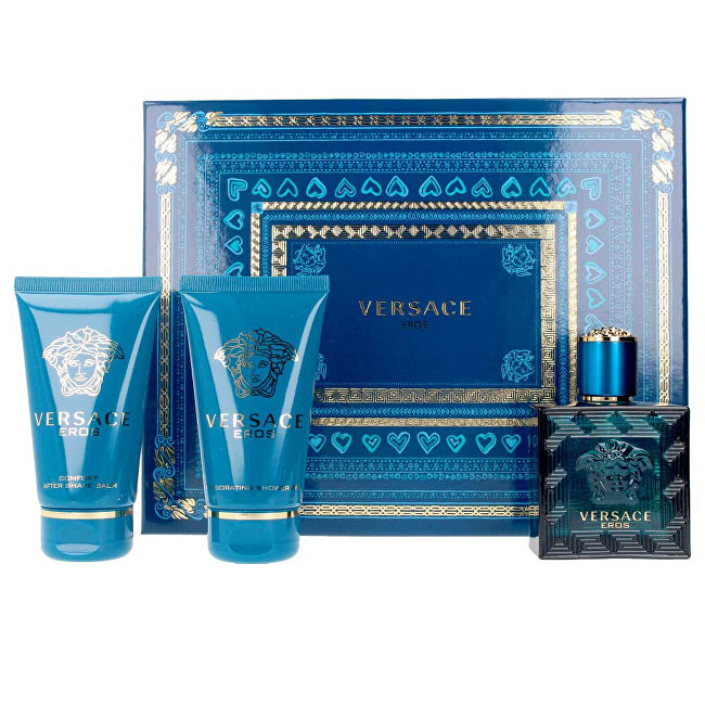 Versace Eros - toaletní voda s rozprašovačem 50 ml + sprchový gel 50 ml + balzám po holení 50 ml