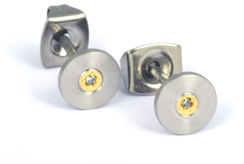 Boccia Titanium Pozlacené titanové náušnice s diamantem 0545-02