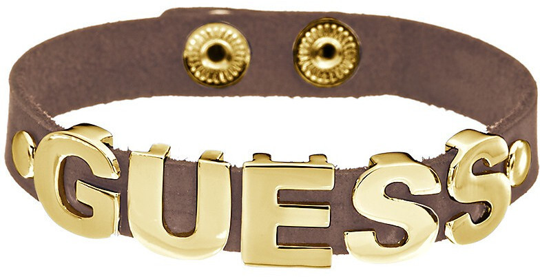 Guess Kožený náramek s pozlaceným nápisem UBB81311
