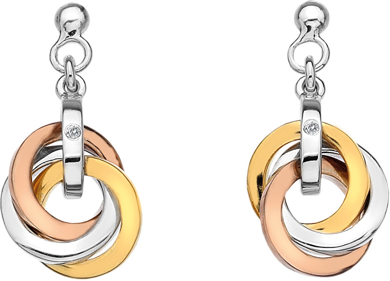 Hot Diamonds Stříbrné náušnice Trio Rose Gold DE389