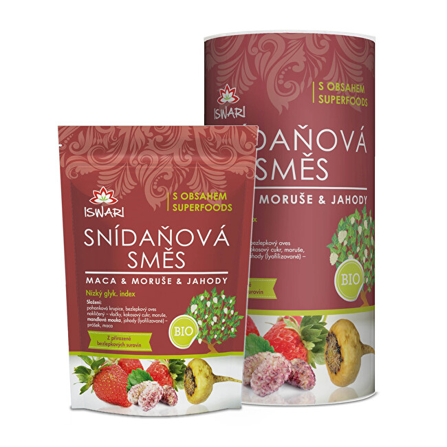 Zobrazit detail výrobku Iswari BIO Snídaňová směs Maca, moruše, jahoda 800 g Zobrazit detail výrobku Iswari BIO Snídaňová směs Maca, moruše, jahoda 800 g