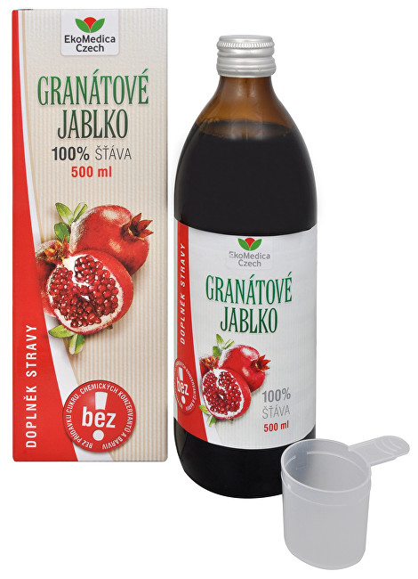 Zobrazit detail výrobku EkoMedica Czech Granátové jablko - 100% šťáva z granátového jablka 500 ml Zobrazit detail výrobku EkoMedica Czech Granátové jablko - 100% šťáva z granátového jablka 500 ml