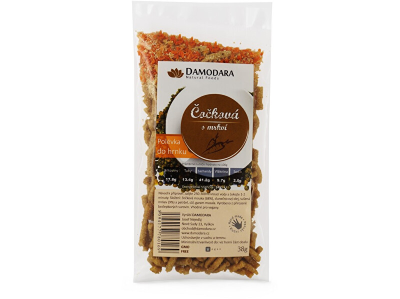 Zobrazit detail výrobku Damodara Instantní polévka do hrnku čočková s mrkví 38g Zobrazit detail výrobku Damodara Instantní polévka do hrnku čočková s mrkví 38g
