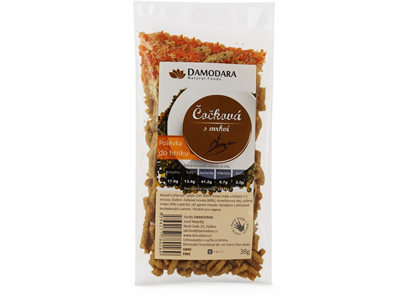 Zobrazit detail výrobku Damodara Instantní polévka do hrnku čočková s mrkví 38g Zobrazit detail výrobku Damodara Instantní polévka do hrnku čočková s mrkví 38g