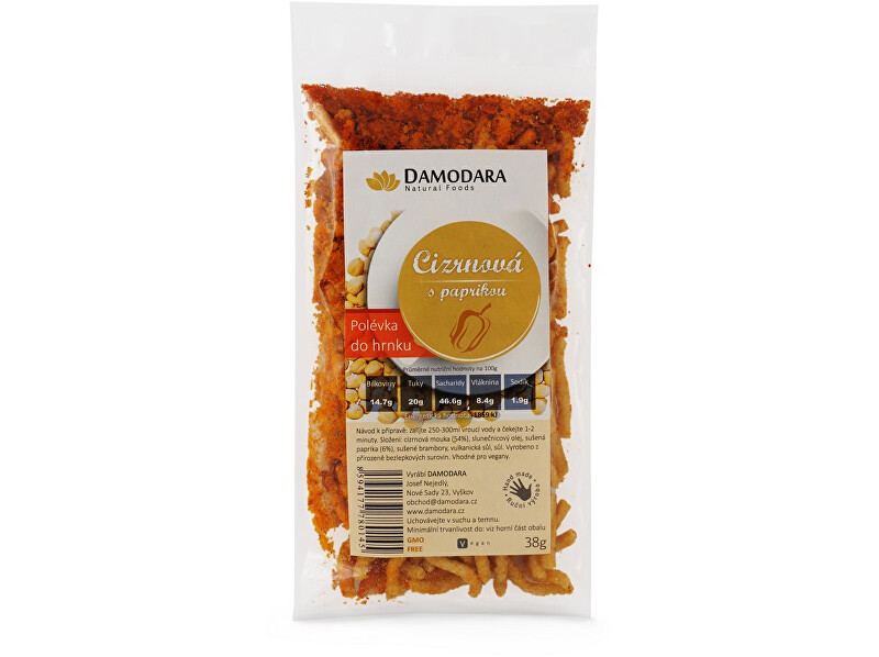 Zobrazit detail výrobku Damodara Instantní polévka do hrnku cizrnová s paprikou 38g - SLEVA Zobrazit detail výrobku Damodara Instantní polévka do hrnku cizrnová s paprikou 38g - SLEVA