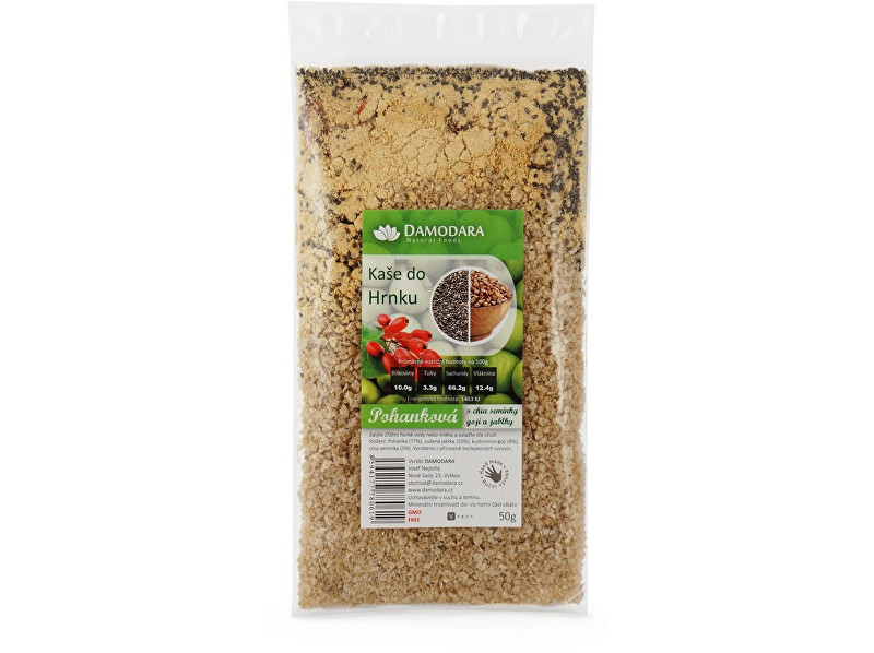 Zobrazit detail výrobku Damodara Instantní kaše do hrnku pohanková s chia semínky, goji a jablky 50g Zobrazit detail výrobku Damodara Instantní kaše do hrnku pohanková s chia semínky, goji a jablky 50g