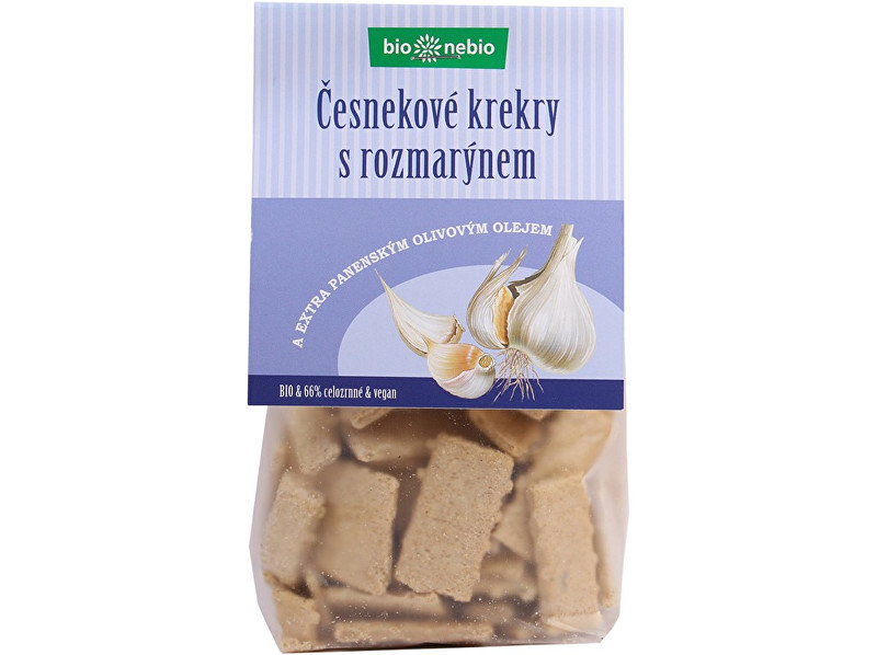 Zobrazit detail výrobku Bio nebio s. r. o. Bio Česnekové krekry s rozmarýnem 130 g Zobrazit detail výrobku Bio nebio s. r. o. Bio Česnekové krekry s rozmarýnem 130 g