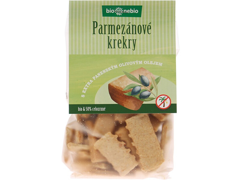 Zobrazit detail výrobku Bio nebio s. r. o. Bio Parmezánové krekry s EP olivovým olejem 130g - SLEVA - KRÁTKÁ EXPIRACE 6.10.2021 Zobrazit detail výrobku Bio nebio s. r. o. Bio Parmezánové krekry s EP olivovým olejem 130g - SLEVA - KRÁTKÁ EXPIRACE 6.10.2021