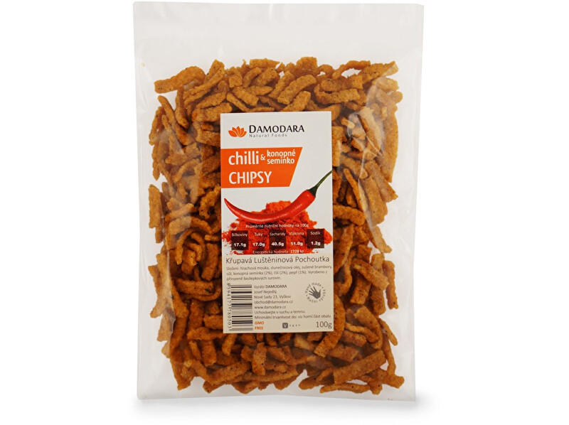 Zobrazit detail výrobku Damodara Chilli chipsy (chilli a konopné semínko) 100g Zobrazit detail výrobku Damodara Chilli chipsy (chilli a konopné semínko) 100g