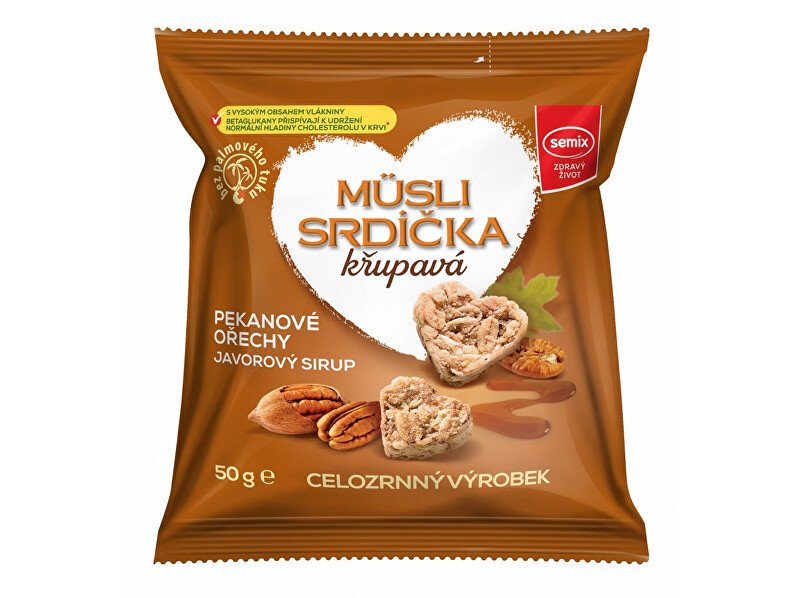 Zobrazit detail výrobku Semix Musli srdíčka s pekanovými ořechy a javorovým sirupem 50 g Zobrazit detail výrobku Semix Musli srdíčka s pekanovými ořechy a javorovým sirupem 50 g