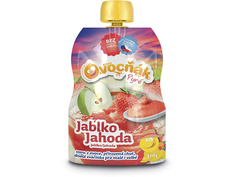 Zobrazit detail výrobku Ovocňák Ovocné pyré jablko jahoda 100% 120g Zobrazit detail výrobku Ovocňák Ovocné pyré jablko jahoda 100% 120g
