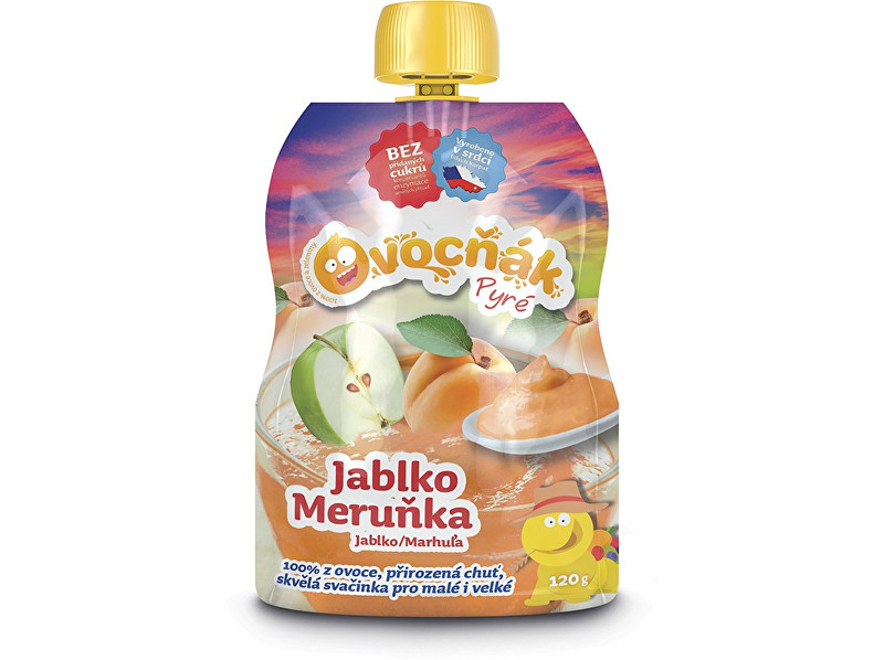 Zobrazit detail výrobku Ovocňák Ovocné pyré jablko meruňka 100% 120g Zobrazit detail výrobku Ovocňák Ovocné pyré jablko meruňka 100% 120g