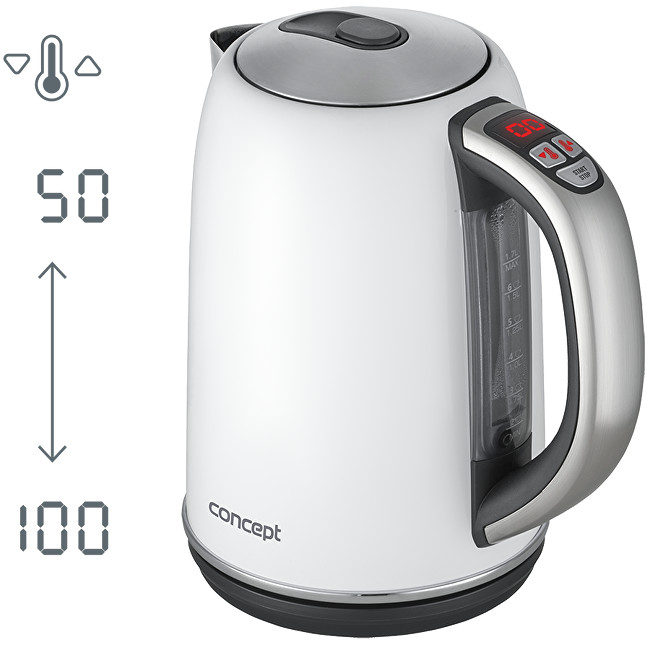 Zobrazit detail výrobku Concept Rychlovarná konvice s termoregulací nerezová 1,7 l WHITE RK3181 Zobrazit detail výrobku Concept Rychlovarná konvice s termoregulací nerezová 1,7 l WHITE RK3181
