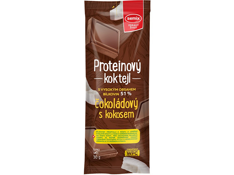 Zobrazit detail výrobku Semix Proteinový koktejl čokoládový s kokosem 30g Zobrazit detail výrobku Semix Proteinový koktejl čokoládový s kokosem 30g