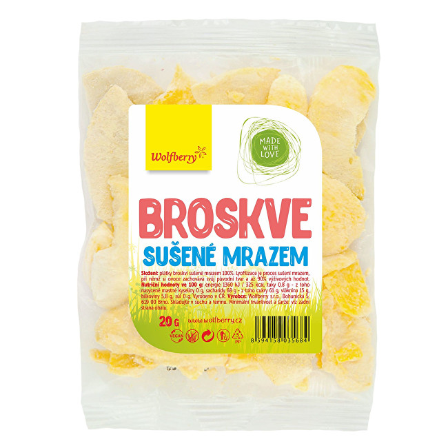 Zobrazit detail výrobku Wolfberry Broskve lyofilizované 20 g Zobrazit detail výrobku Wolfberry Broskve lyofilizované 20 g