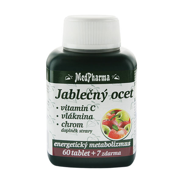 MedPharma Jablčný ocot + vitamín C + vláknina + chróm 60 tbl. + 7 tbl. ZD ARMA