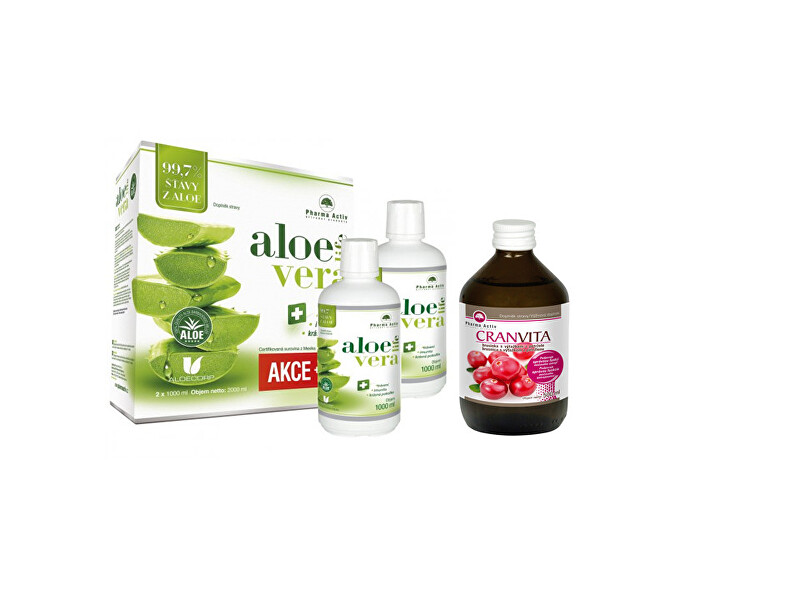 Zobrazit detail výrobku Pharma Activ AloeVeraLife šťáva z aloe 99,7% 2 x 1000 ml + Cranvita 500 ml Zobrazit detail výrobku Pharma Activ AloeVeraLife šťáva z aloe 99,7% 2 x 1000 ml + Cranvita 500 ml