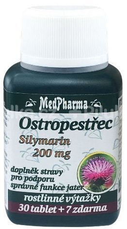 Zobrazit detail výrobku MedPharma Ostropestřec 200 mg 37 tablet Zobrazit detail výrobku MedPharma Ostropestřec 200 mg 37 tablet