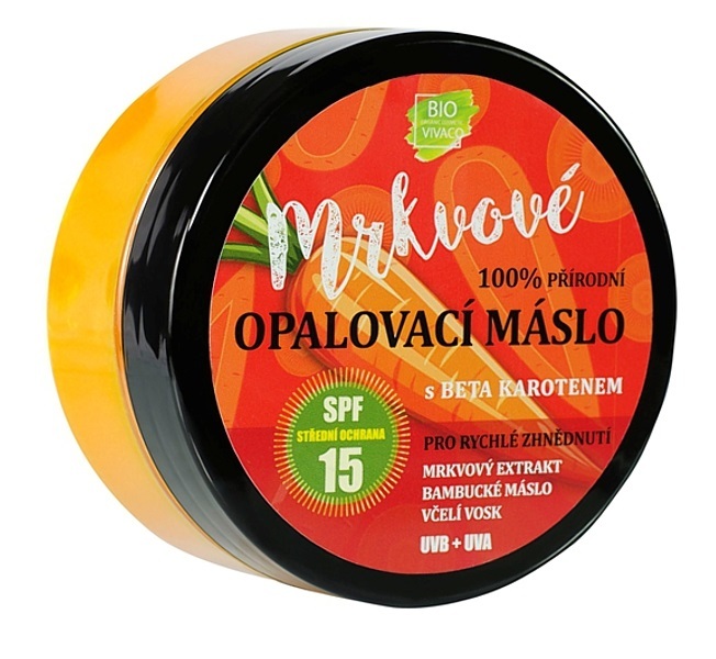 Zobrazit detail výrobku Vivaco Přírodní opalovací mrkvové máslo OF 15 150 ml Zobrazit detail výrobku Vivaco Přírodní opalovací mrkvové máslo OF 15 150 ml