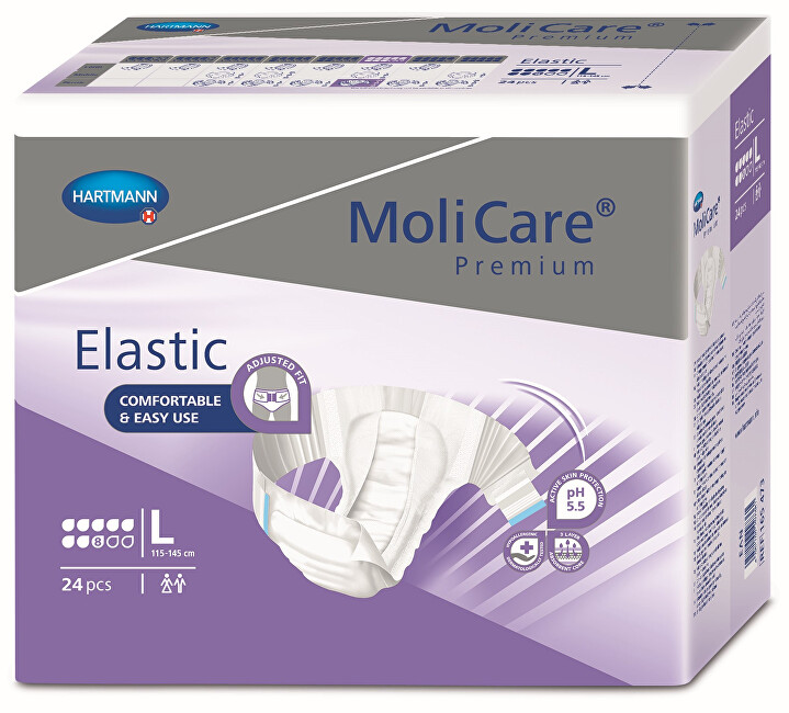 Zobrazit detail výrobku MoliCare MoliCare® Premium Elastic 8 kapek vel. L savost 3298 ml 24 ks Zobrazit detail výrobku MoliCare MoliCare® Premium Elastic 8 kapek vel. L savost 3298 ml 24 ks