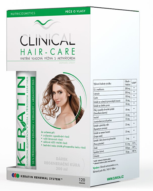 Zobrazit detail výrobku Clinical Clinical Hair-Care 120 tobolek + keratin 100 ml - kúra na 4. měsíce Zobrazit detail výrobku Clinical Clinical Hair-Care 120 tobolek + keratin 100 ml - kúra na 4. měsíce