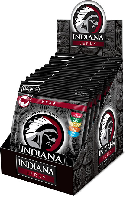 Zobrazit detail výrobku Indiana Indiana Jerky beef (hovězí) Original 250 g - display Zobrazit detail výrobku Indiana Indiana Jerky beef (hovězí) Original 250 g - display